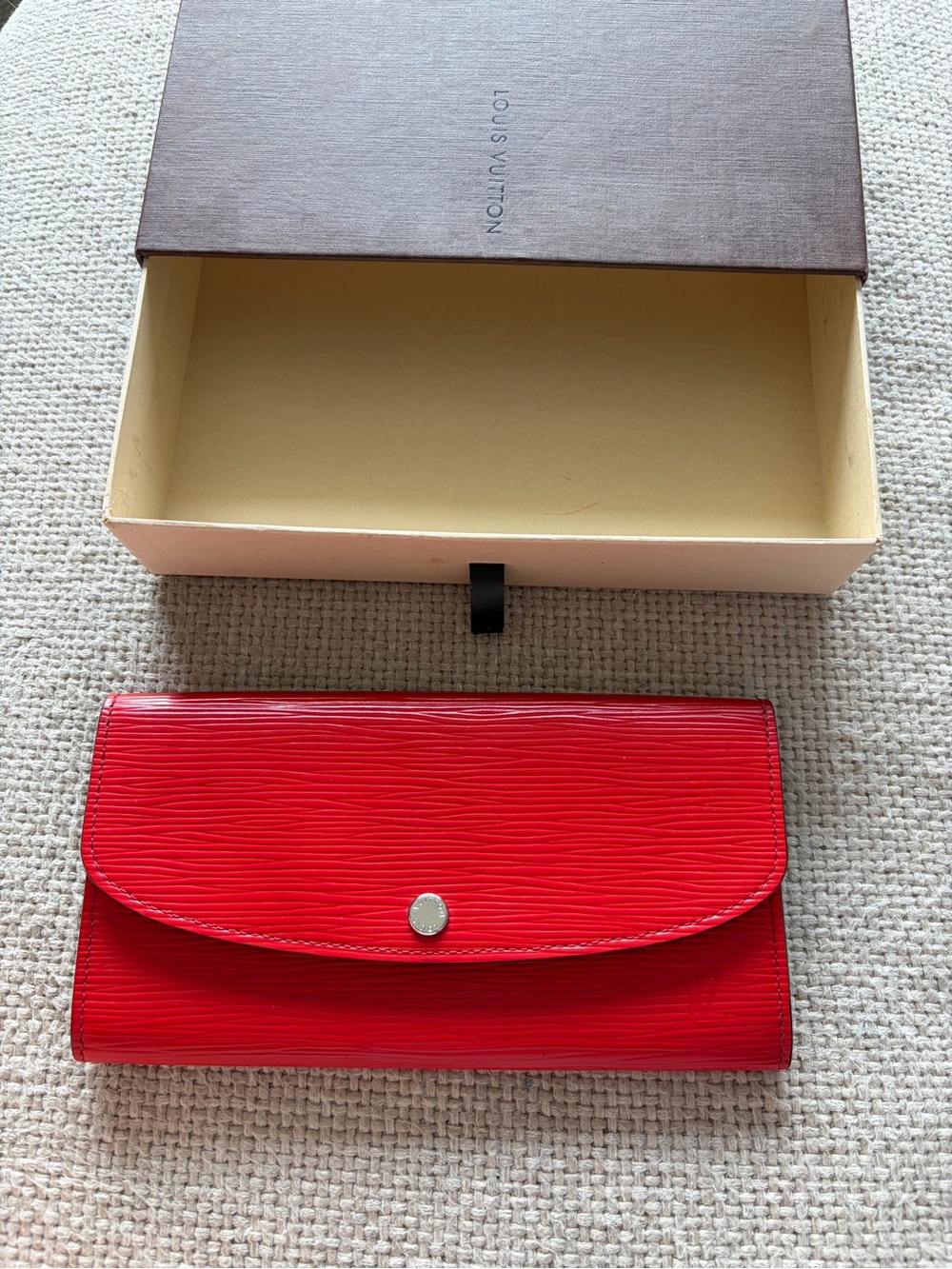 Louis Vuitton Red Epi Leather Continental Wallet with Silver Snap